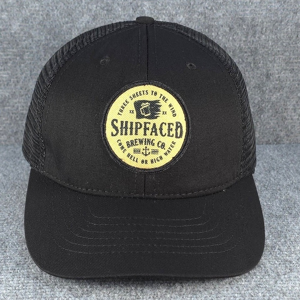 Shipfaced Brewing Hat Cap Snap Back Mens Black Trucker Beer OSFM Micro Brew Beer